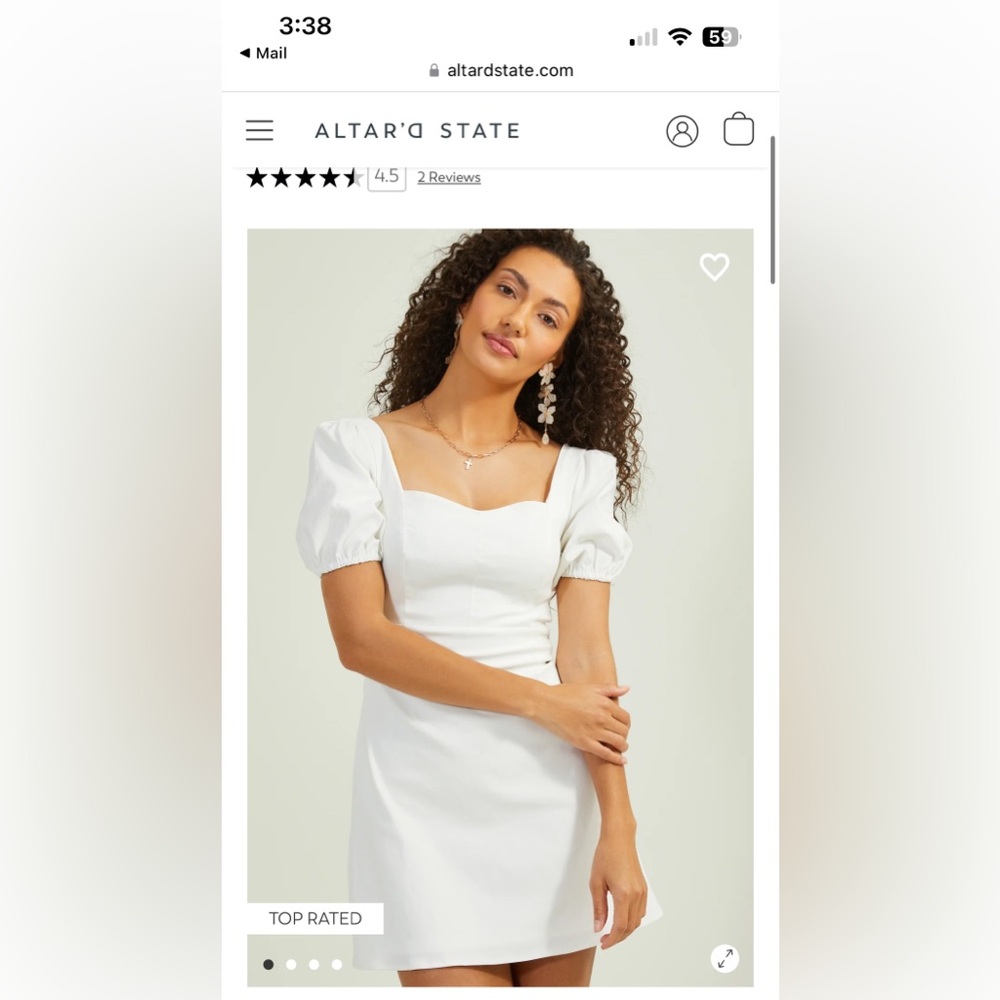 Altar'd State White Puff Sleeve Mini Dress